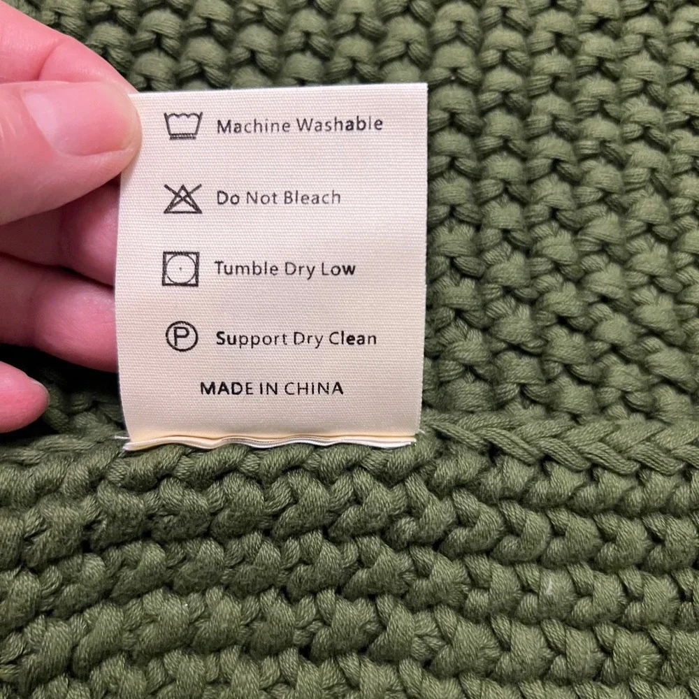 Longhui Bedding Forest Green Chunky Knit Cotton Throw Blanket 66x72 OEKO-TEX